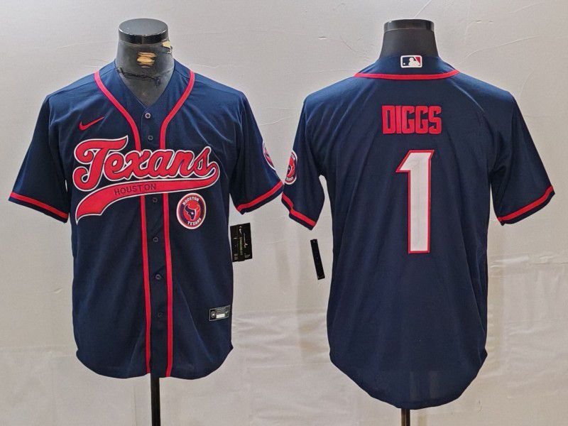 Men Houston Texans #1 Diggs Blue Joint Name 2024 Nike Limited NFL Jersey style 1->philadelphia 76ers->NBA Jersey